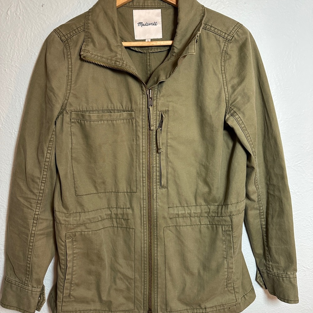 Madewell Women's Jacket Utility Military Fleet Jacket Army Olive
Green Small